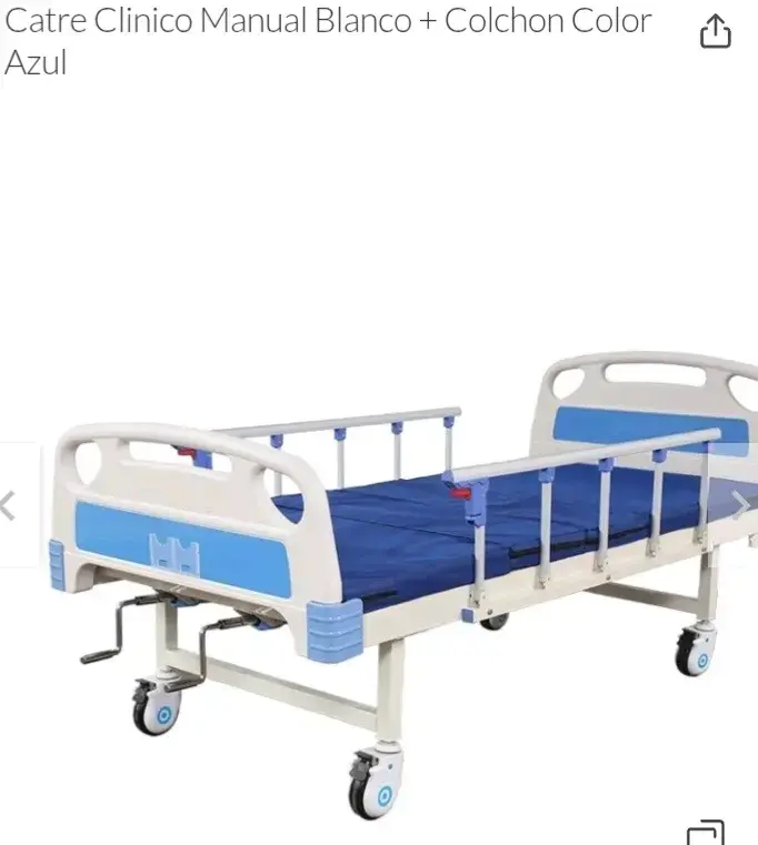 Cama clínica manual con colchón antiescaras - 1