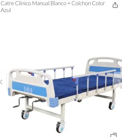 Cama clínica manual con colchón antiescaras - miniatura 1