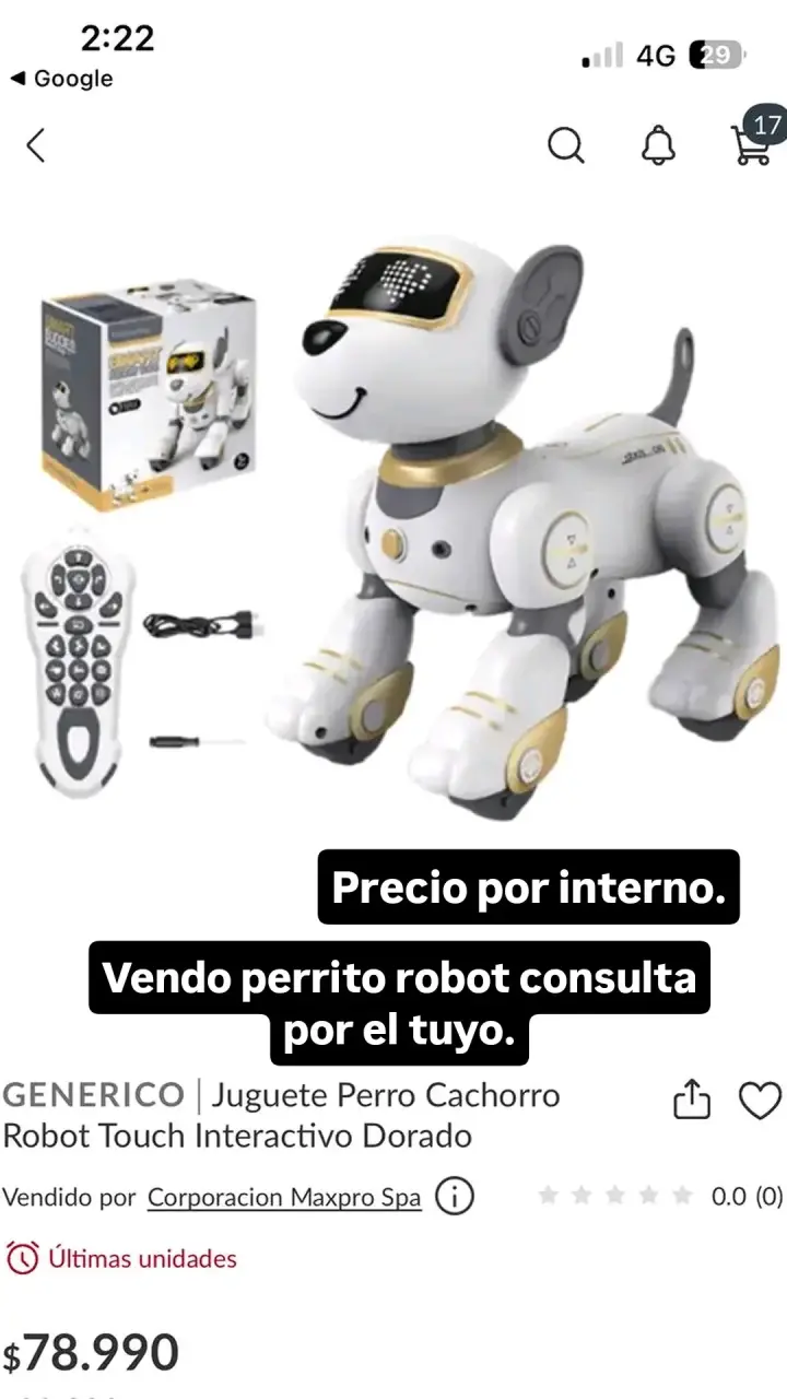 Perrito Robot Interactivo Dorado con Control