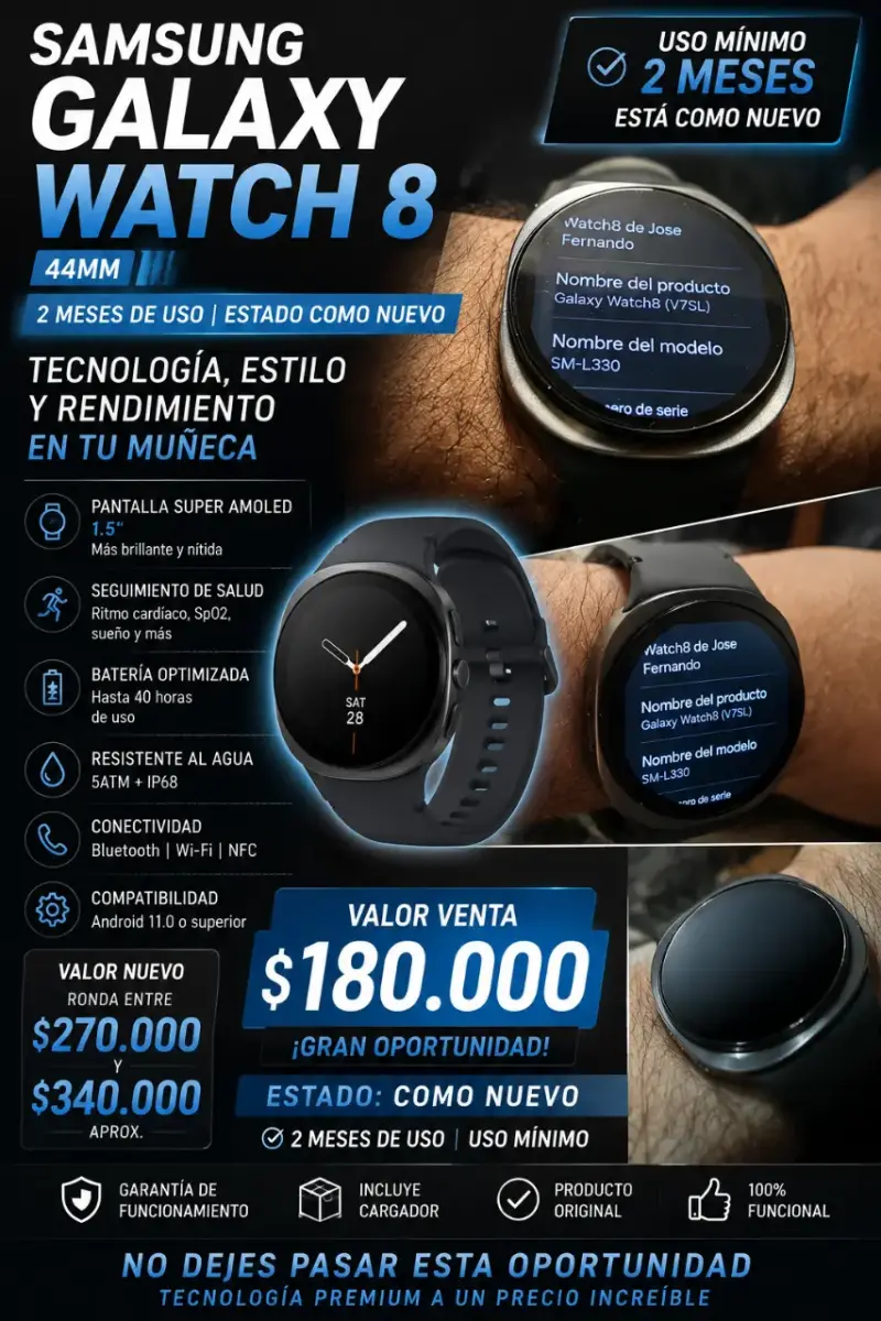 Samsung Galaxy Watch 8 44mm como nuevo