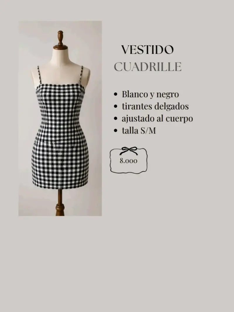 Vestido cuadrillé blanco y negro ajustado - 1