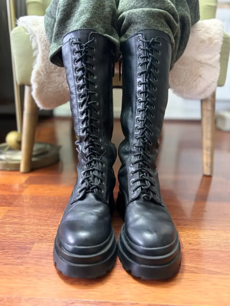 Botas negras de cuero con plataforma - 3