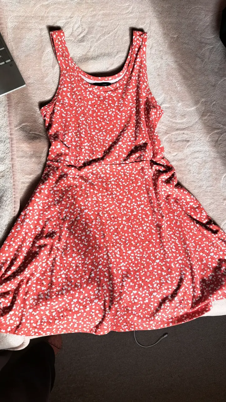Vestido rojo estampado ligero talla M - 3
