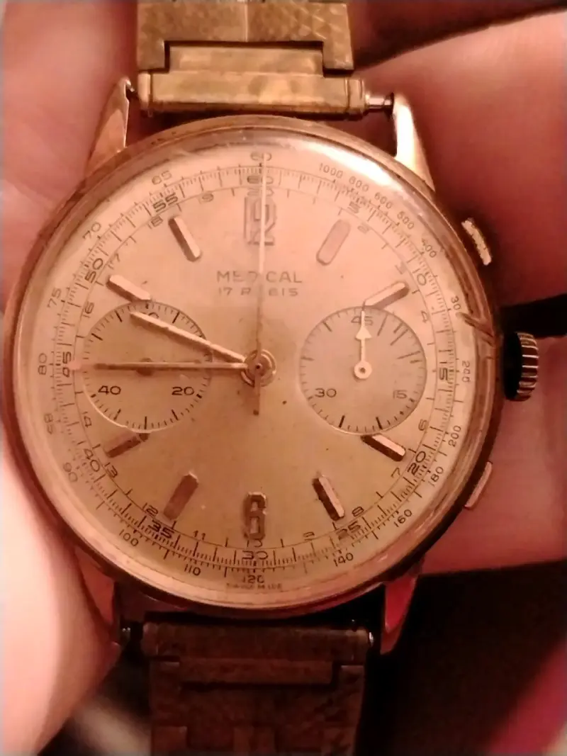 Reloj vintage Medcal de pulsera dorado - 1