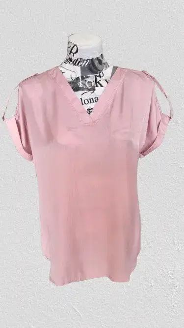 Blusa Rosa manga corta con Detalles en Hombros - miniatura 1
