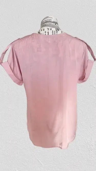 Blusa Rosa manga corta con Detalles en Hombros - 3