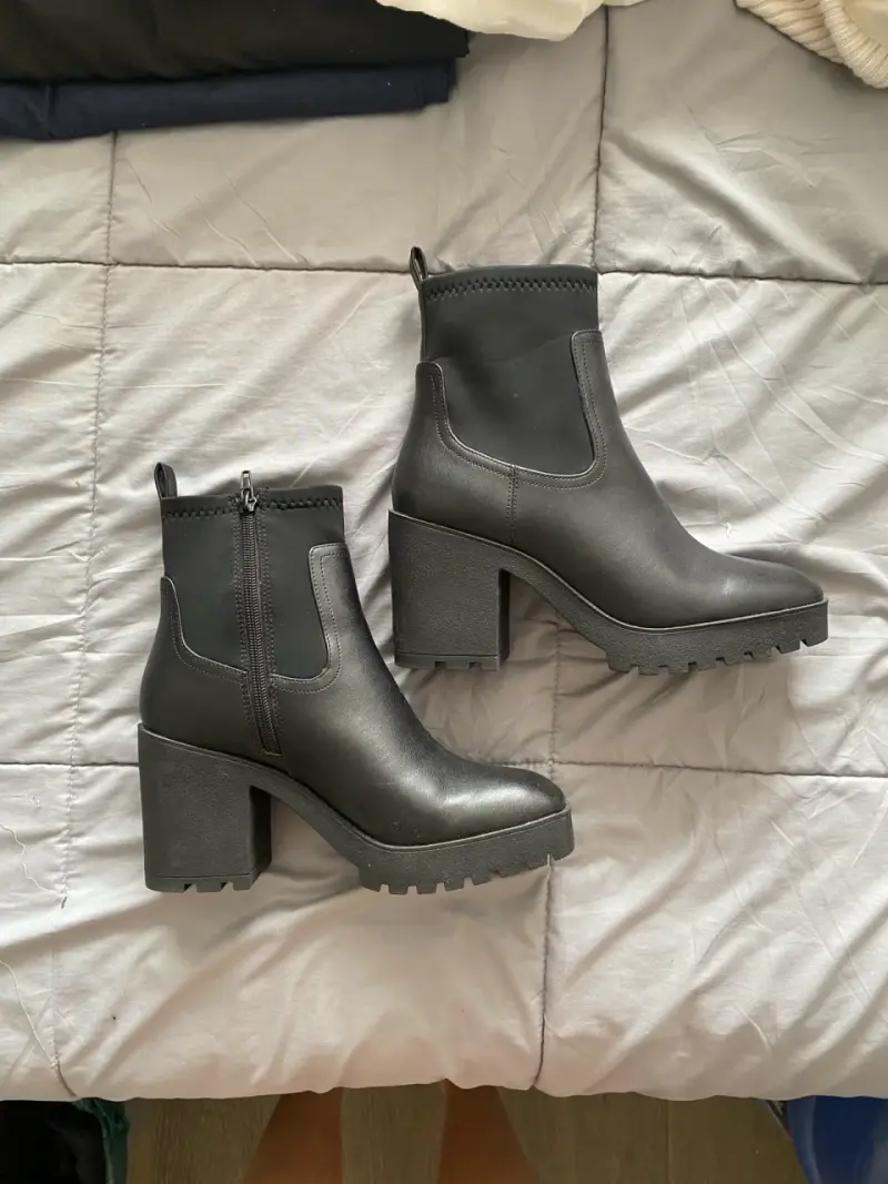 Botines negros de tacón grueso para mujer - 3