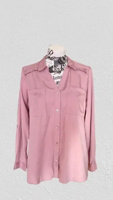 Blusa rosa manga larga con detalle en hombros - miniatura 1