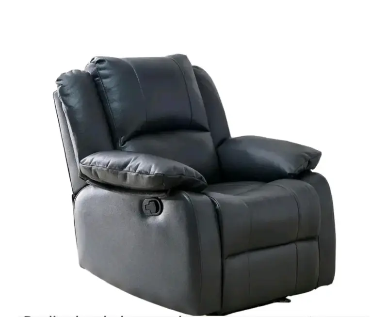 Sillón reclinable de cuero negro cómodo - 1