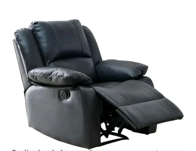Sillón reclinable de cuero negro cómodo - 2