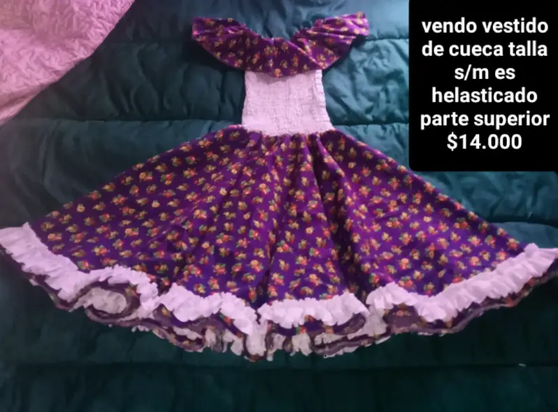 Vestido de cueca elástico floral talla S/M