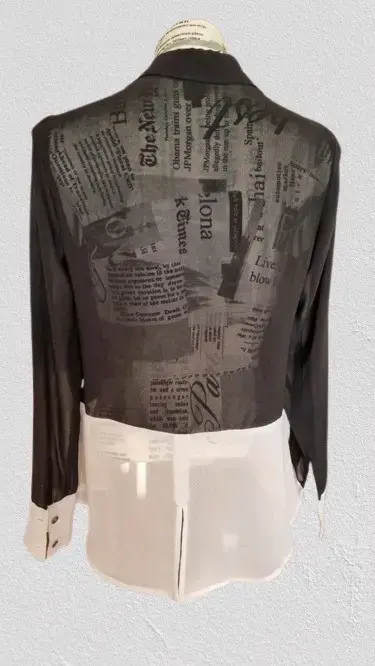 Blusa transparente de color blanco y negro - 3