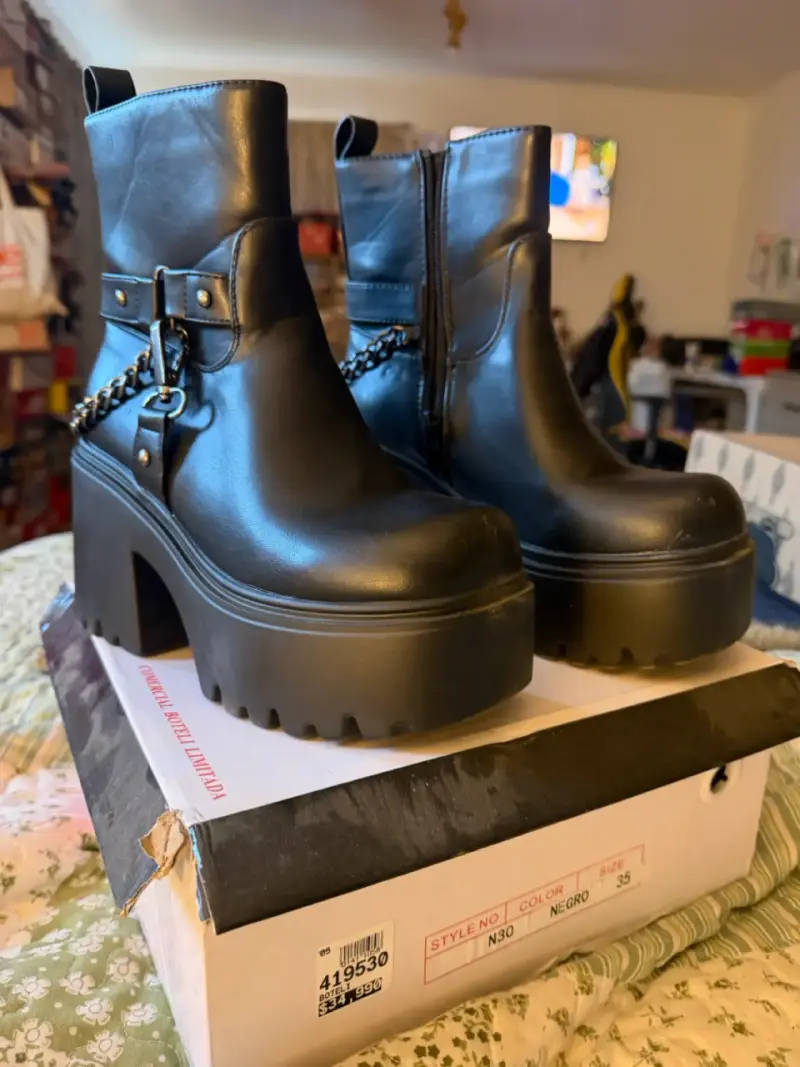 Botines de plataforma negros estilo N30 talla 35 - 3