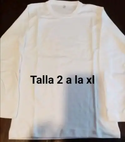 Polera Blanca Manga Larga Unisex Talla 2 a XL - miniatura 1