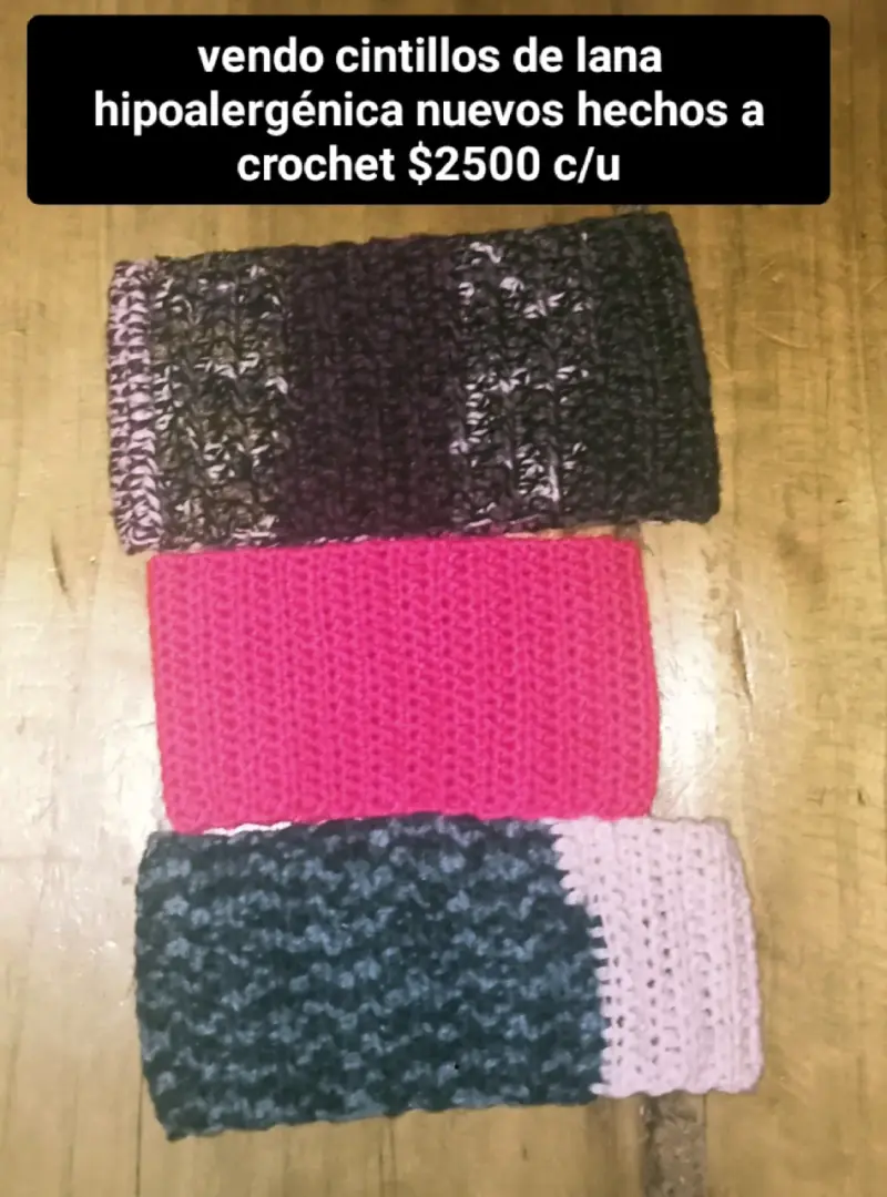 Cintillos de lana hipoalergénica a crochet