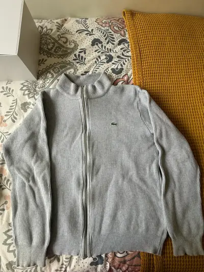 Chaleco gris de lana con cierre Lacoste talla s - miniatura 1