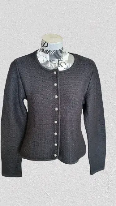 Sweter de punto negro con botones decorativos - miniatura 1