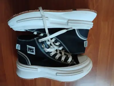 Zapatillas negras de lona con plataforma - miniatura 1