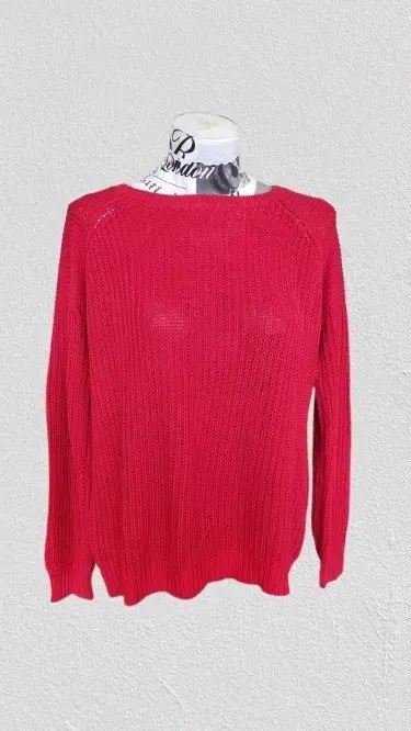 Suéter rojo de punto manga larga para mujer - 2