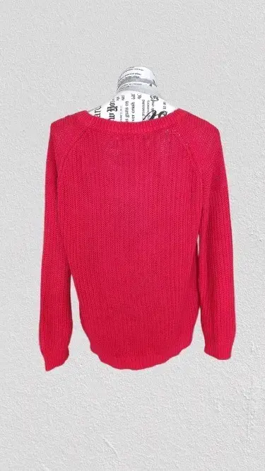 Suéter rojo de punto manga larga para mujer - 3