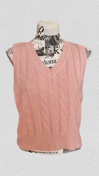 Chaleco sin mangas rosado tejido para mujer - 1