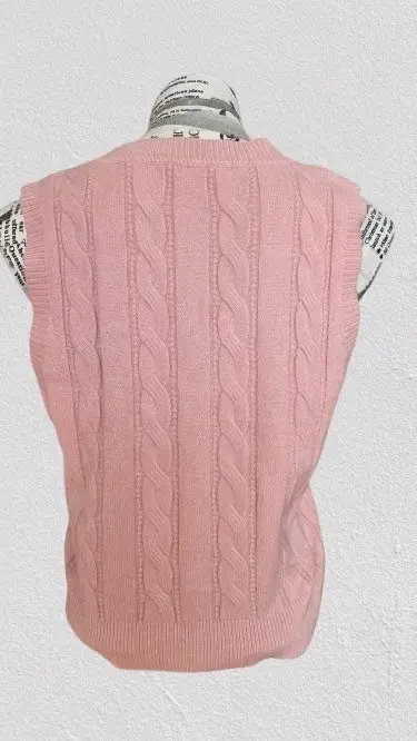 Chaleco sin mangas rosado tejido para mujer - 2