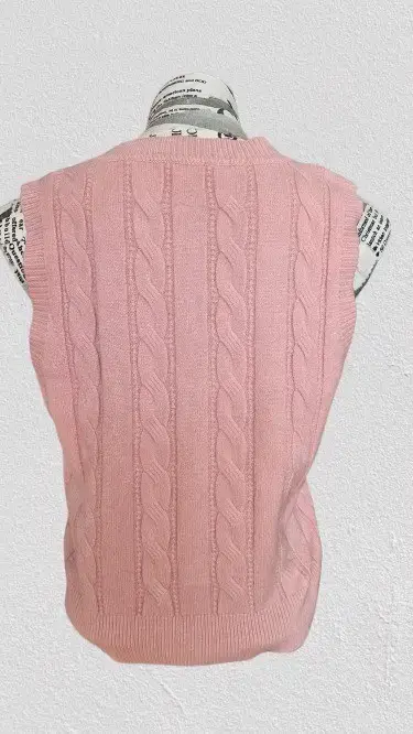 Chaleco sin mangas rosado tejido para mujer - miniatura 2