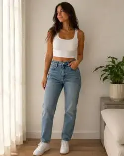 Jeans de mujer azul claro casual - 1