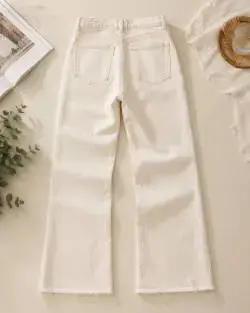 Pantalones de mezclilla blancos para mujer - 3