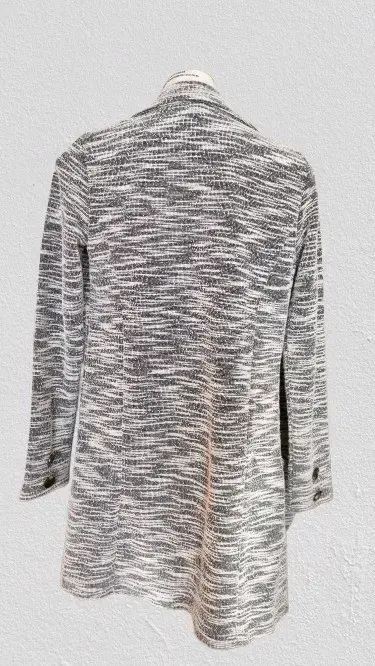 Blazer de mujer gris jaspeado elegante largo - 2