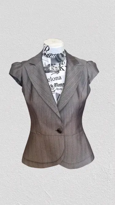Blazer de Mujer Gris a Rayas Elegante con botones - 1