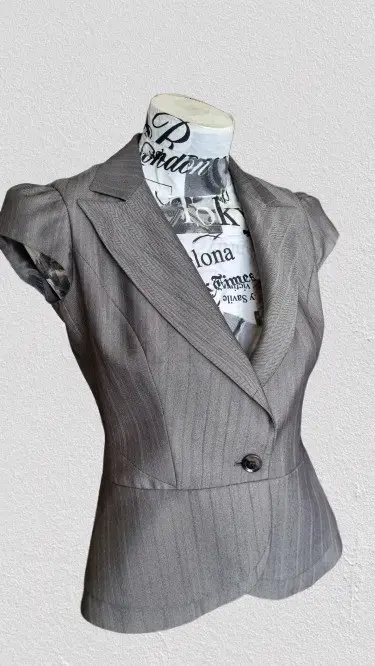 Blazer de Mujer Gris a Rayas Elegante con botones - 2