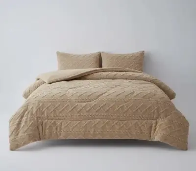 Cubre cama beige texturizado King - miniatura 1