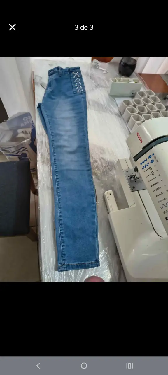 Jeans de mujer azul trenzado pitillo - 3