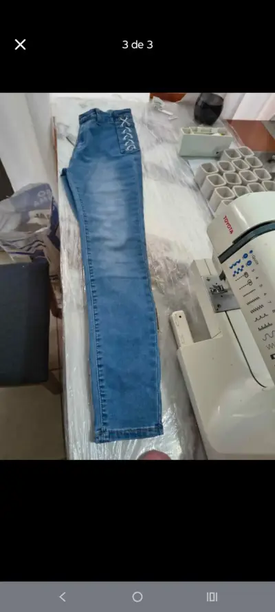 Jeans de mujer azul trenzado pitillo - miniatura 3