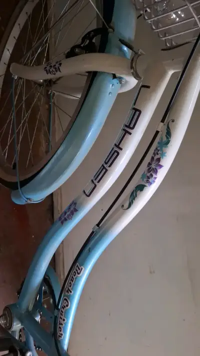 Bicicleta vintage azul con canasto - miniatura 3