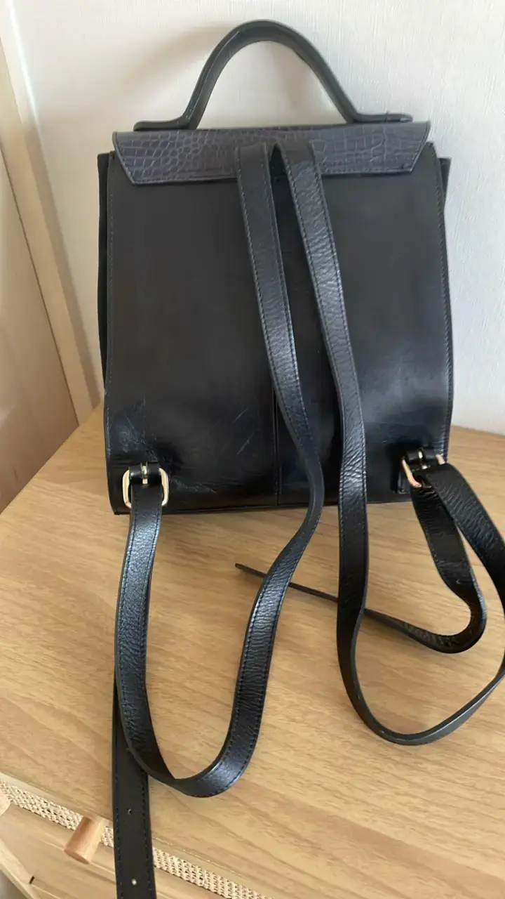 Mochila de cuero negra con diseño elegante - 2