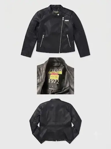 Chaqueta de cuero negra Ellus con cierre asimétrico