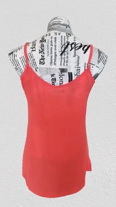 Polera sin mangas coral con diseño de diamantes - miniatura 3