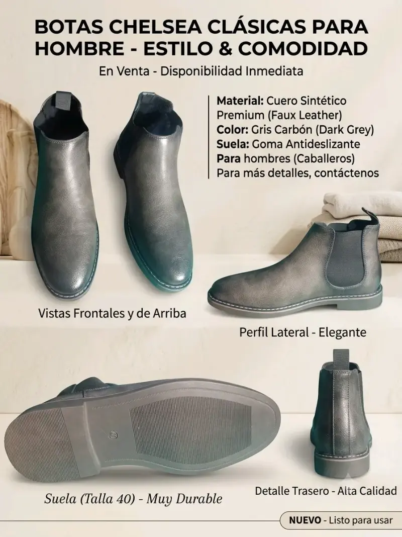 Botas Chelsea clásicas para hombre gris carbón - 1