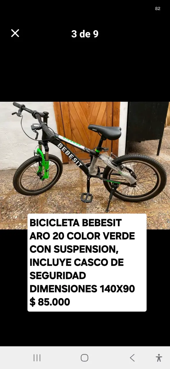 Bicicleta Bebesit aro 20 verde con casco - 1