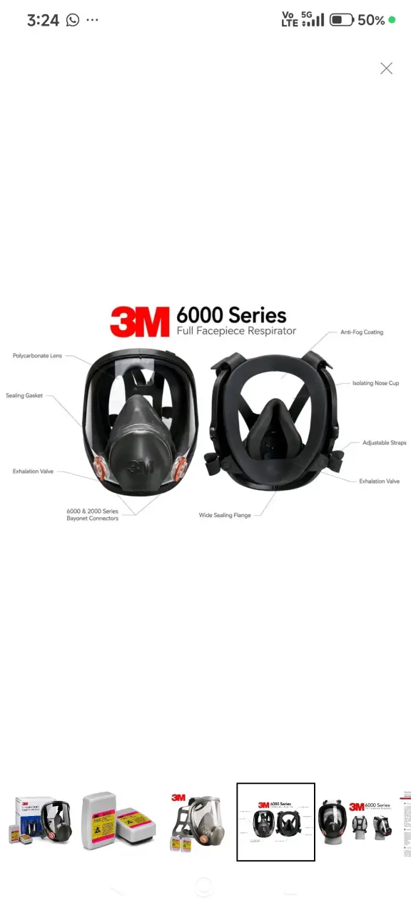 Máscara facial completa 3M 6900 con filtros 7093C - 2