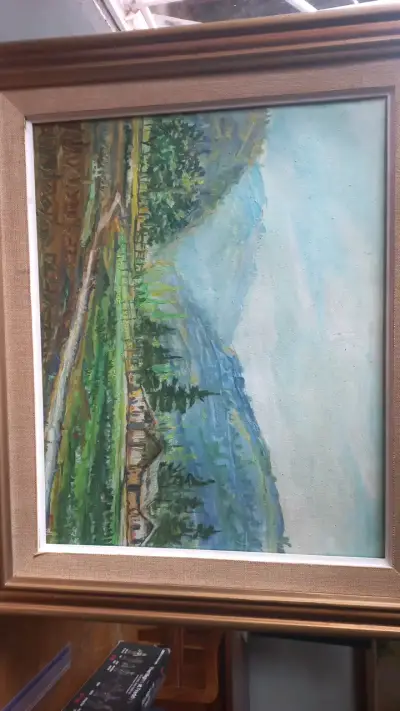 Cuadro de paisaje montañoso enmarcado - miniatura 1