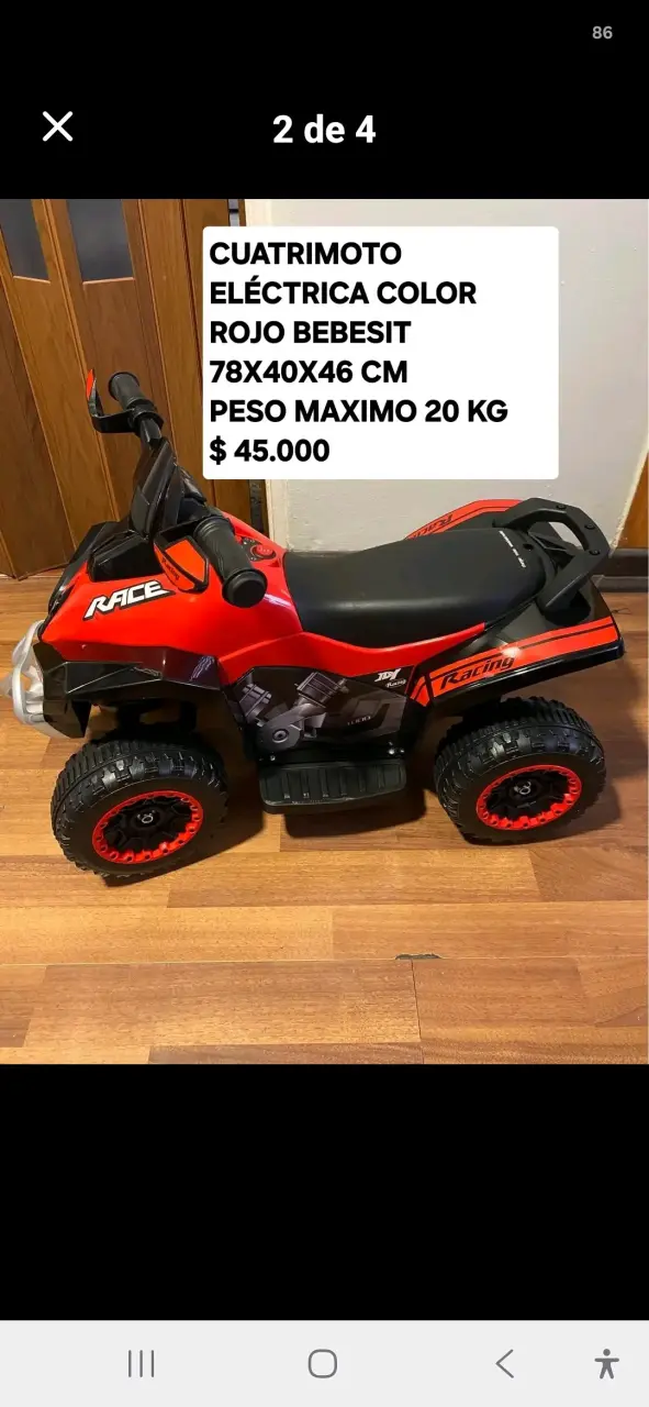 Cuatriciclo eléctrico rojo para niños Bebesit - 1