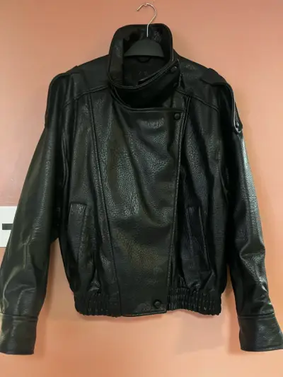 Chaqueta de cuero negra Zara - miniatura 1