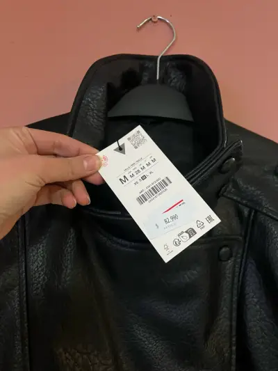 Chaqueta de cuero negra Zara - miniatura 3