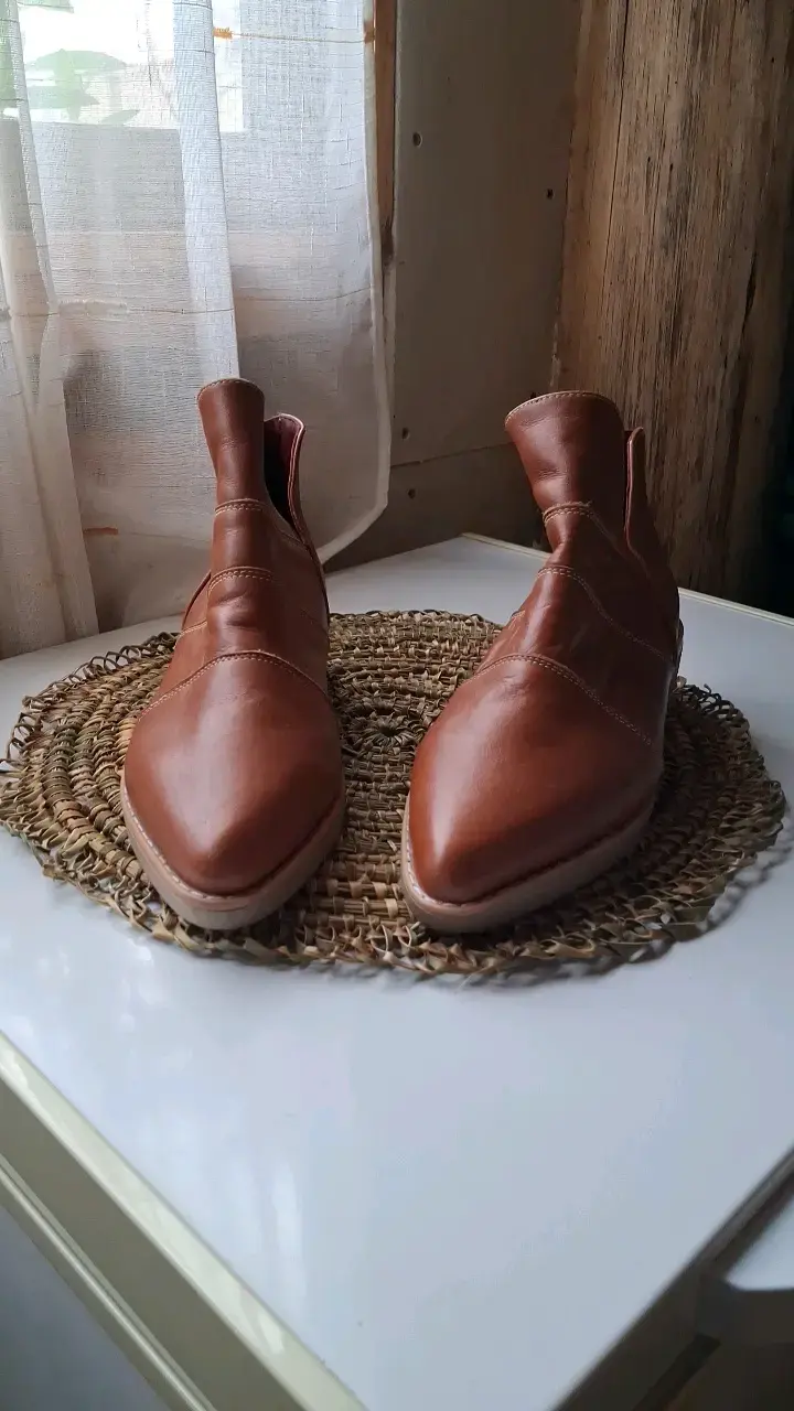 Botines de cuero marrón para mujer - 2