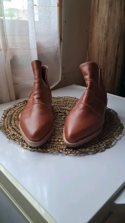 Botines de cuero marrón para mujer - miniatura 2