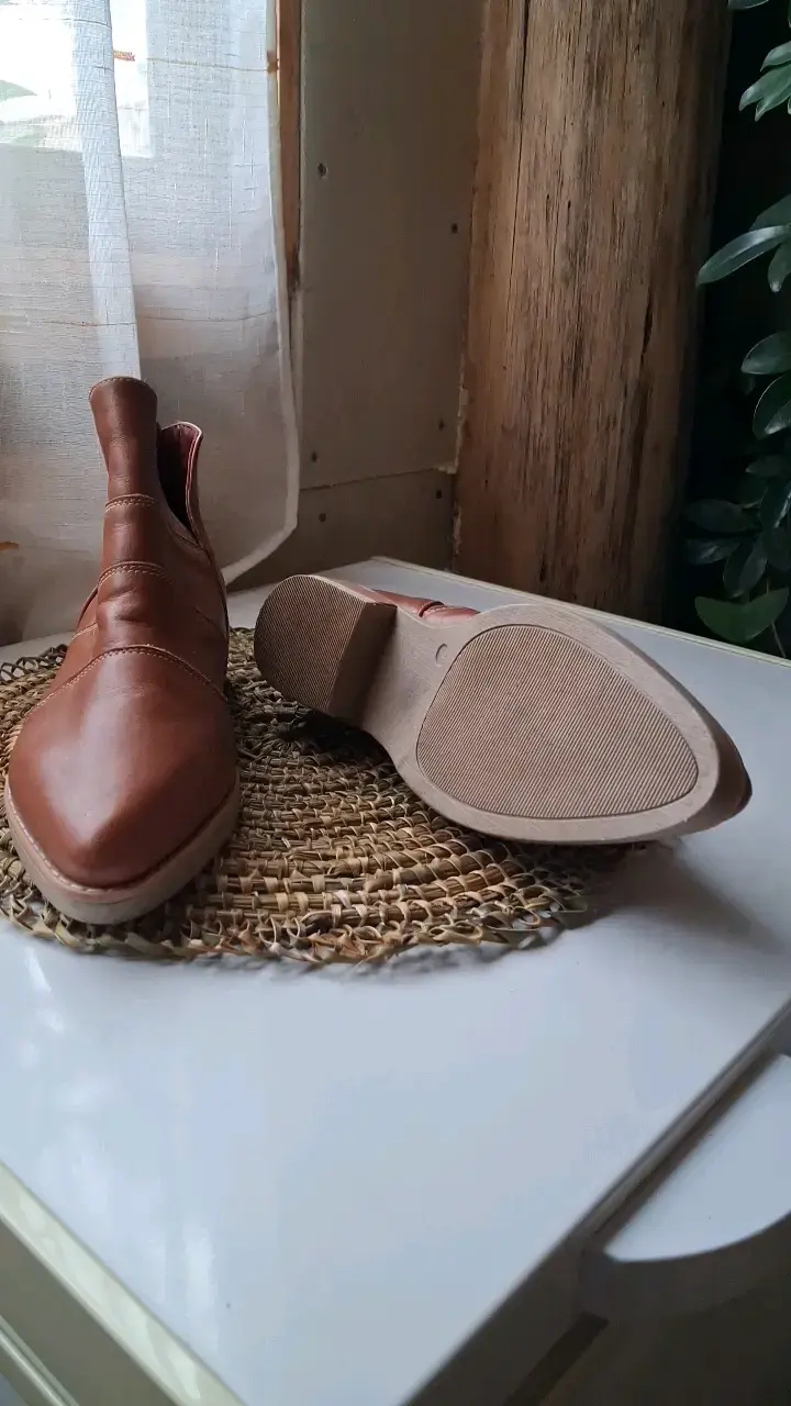 Botines de cuero marrón para mujer - 3