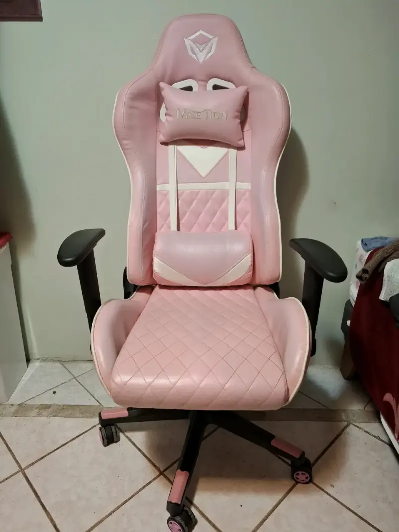 Silla gamer rosa Meetion ergonómica - 1